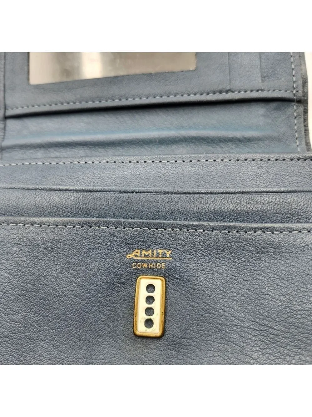 Amity Blue Soft Cowhide Leather Wallet American Classic Coin Snap